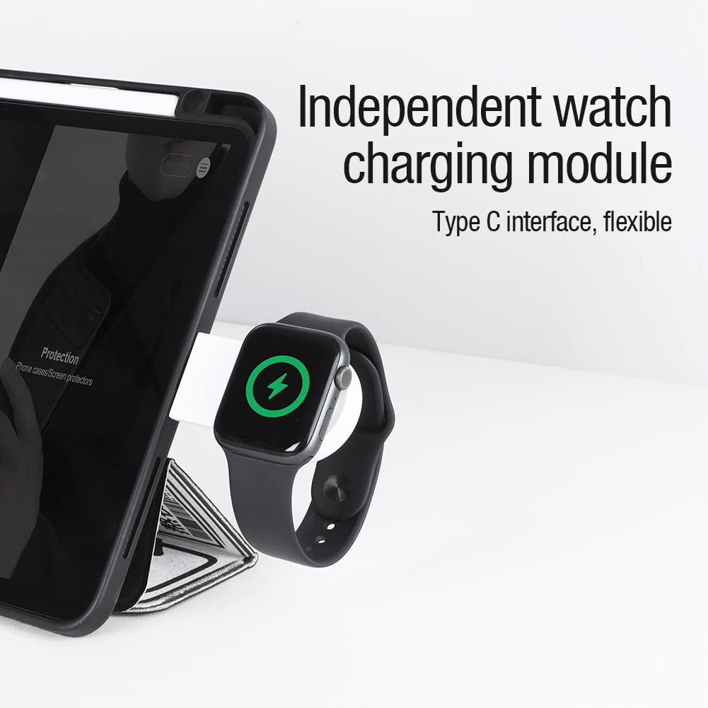 Nillkin 3-in-1 Magnetic Wireless Charging Station for iPhone 16/15/14/13/12 Pro Max, AirPods 2/3/Pro, Apple Watch Ultra/SE/8/7/6/5 - 18W Fast Foldable Charger Stand | Perfect for Bedside, Office & Travel