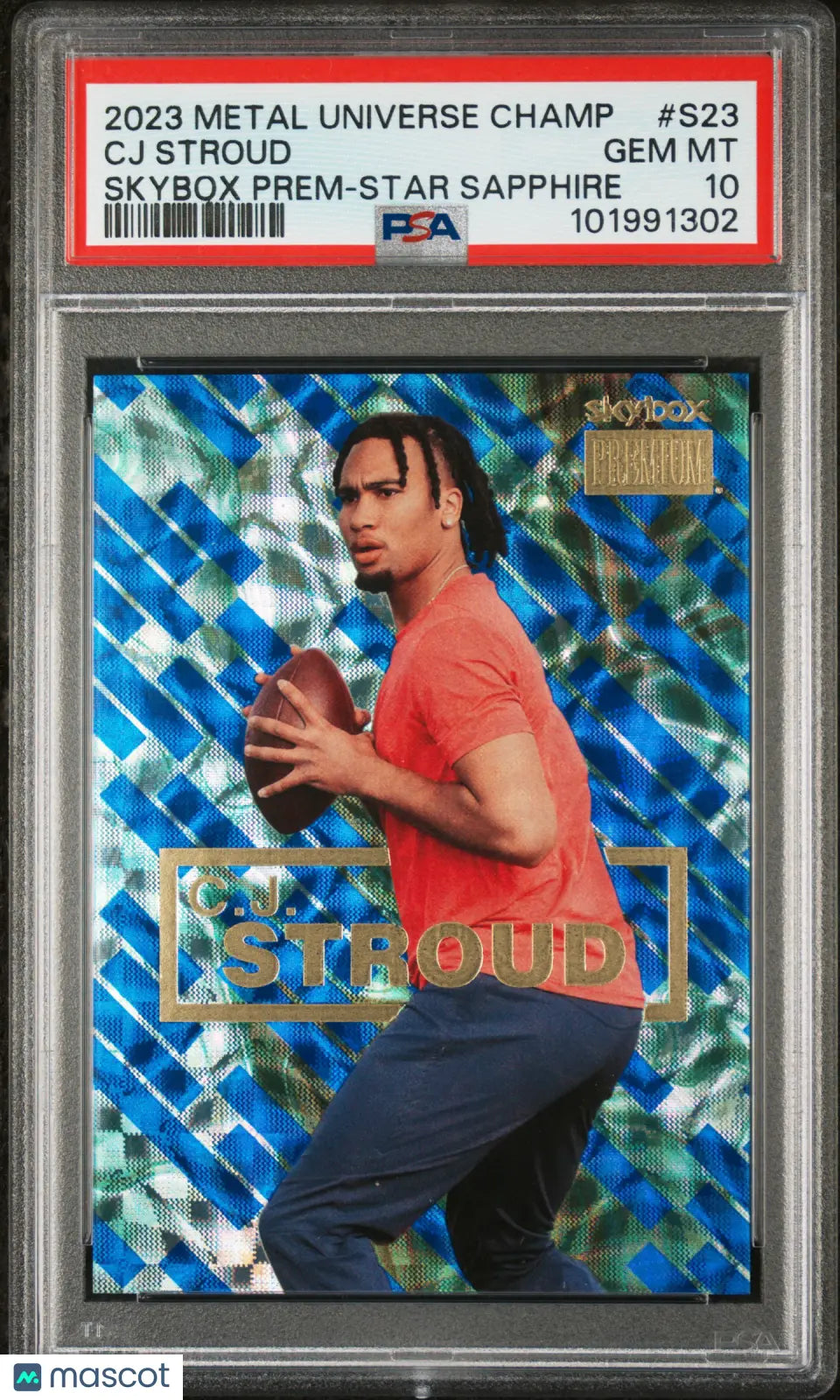 2023 Skybox Metal Universe Champions Premium CJ Stroud Sapphire PSA 10 /75 - Rare Football Trading Card for Collectors & Investors - Perfect for Display, Gifts, and Sports Memorabilia Collections