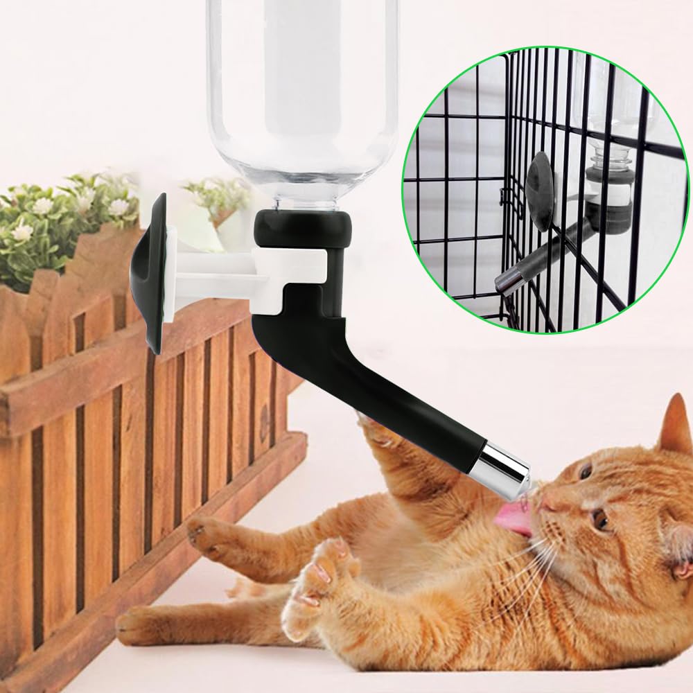**Andiker No-Drip Dog Water Dispenser - Adjustable Height Pet Water Bottle for Kennel & Cage, Leak-Proof Drinking Water Feeder for Dogs & Small Pets (Black) - Ideal for Travel, Crate Training & Home Use**