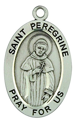 St. Peregrine Prayer Medal - 1 1/4 Inch Sterling Silver Religious Pendant for Healing & Protection | Catholic Gifts, Devotional Jewelry for Cancer Patients & Faithful Believers