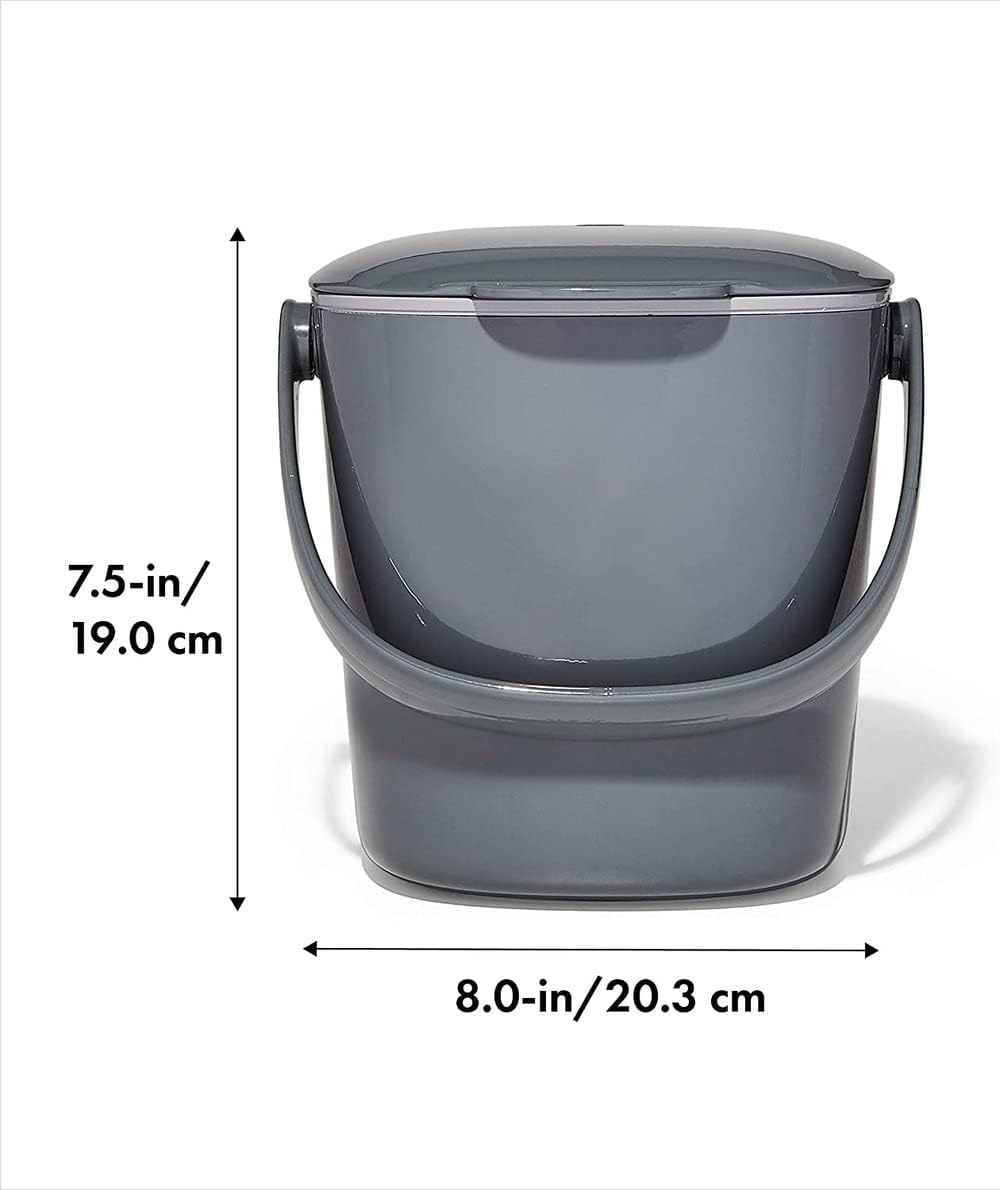 Easy Clean Compost Bin - 2.83L Charcoal Kitchen Compost Pail - Perfect for Eco-Friendly Food Waste Recycling at Home