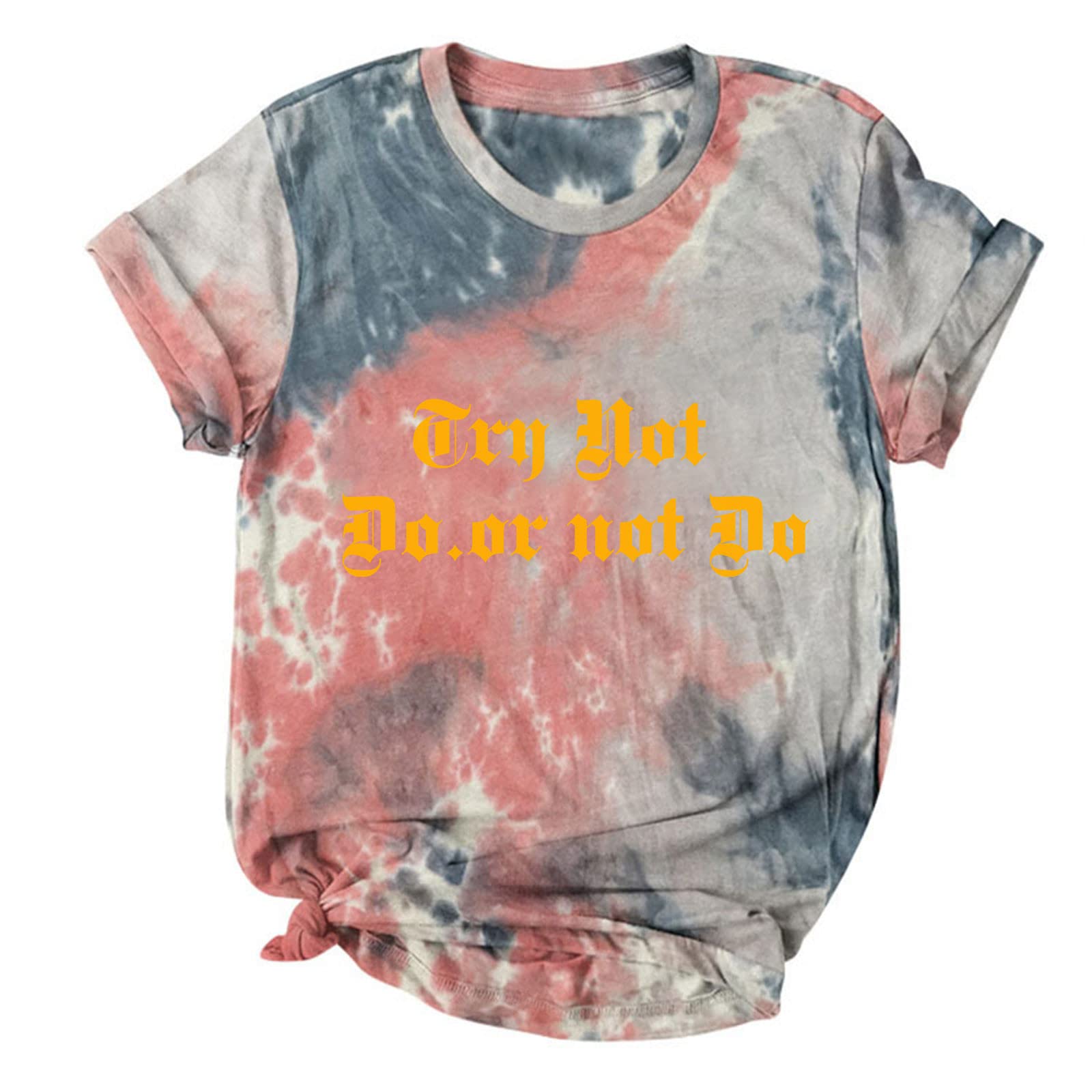 Women's Tie Dye Graphic Tees - Summer Short Sleeve Crewneck T-Shirts - Loose Fit Yoga Blouses - Cute Casual Tops for Streetwear, Beach & Yoga Outfits
