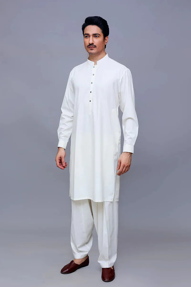 Amir Adnan Classic Fit Suit - Poly Viscose Blend in Antique White | Formal Wear for Weddings, Business Meetings & Special Occasions