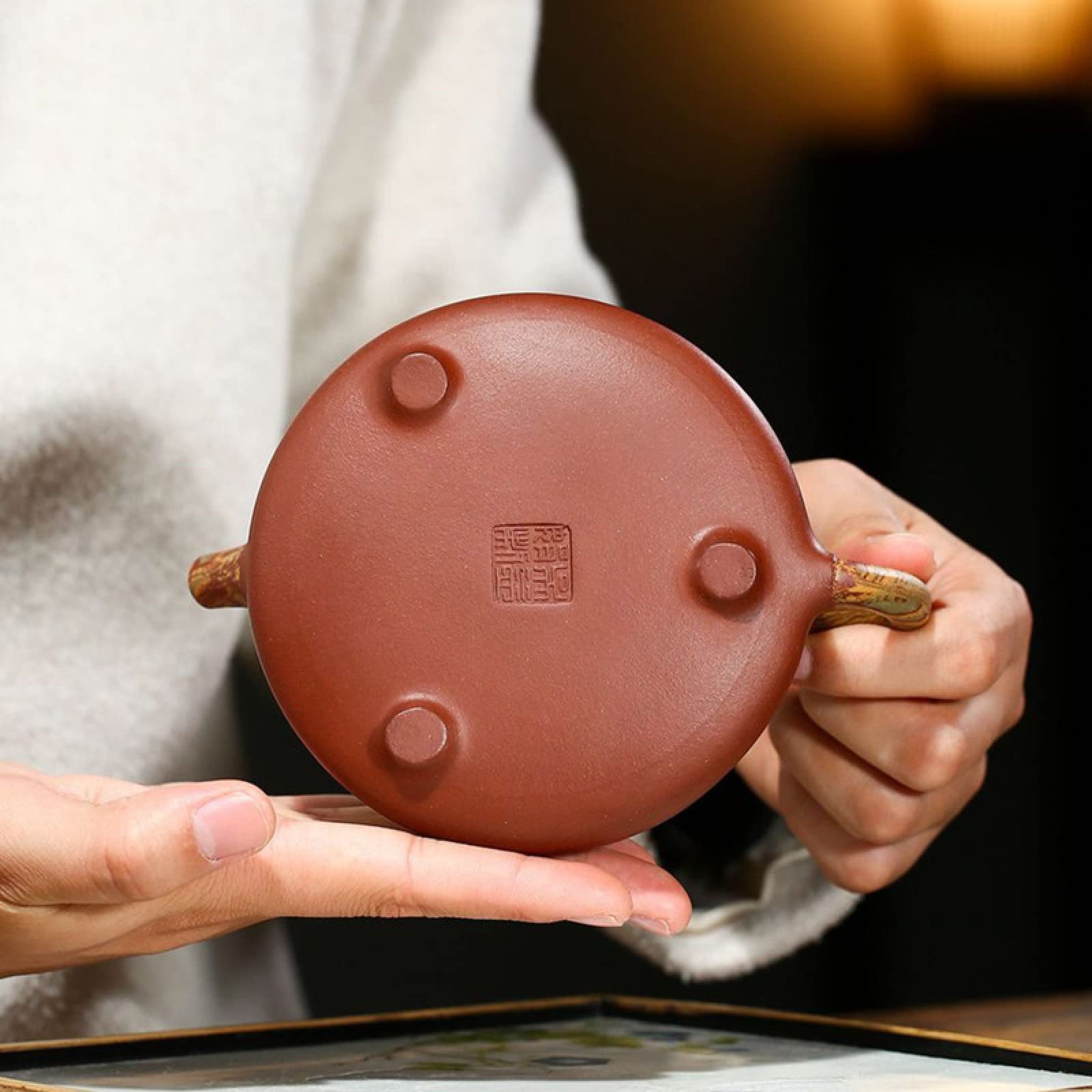 Premium 270ml Yixing Purple Sand Cast Iron Teapot - Authentic Vermilion Mud Clay Teapot for Chinese Tea Ceremony, Home Brewing & Gift Giving