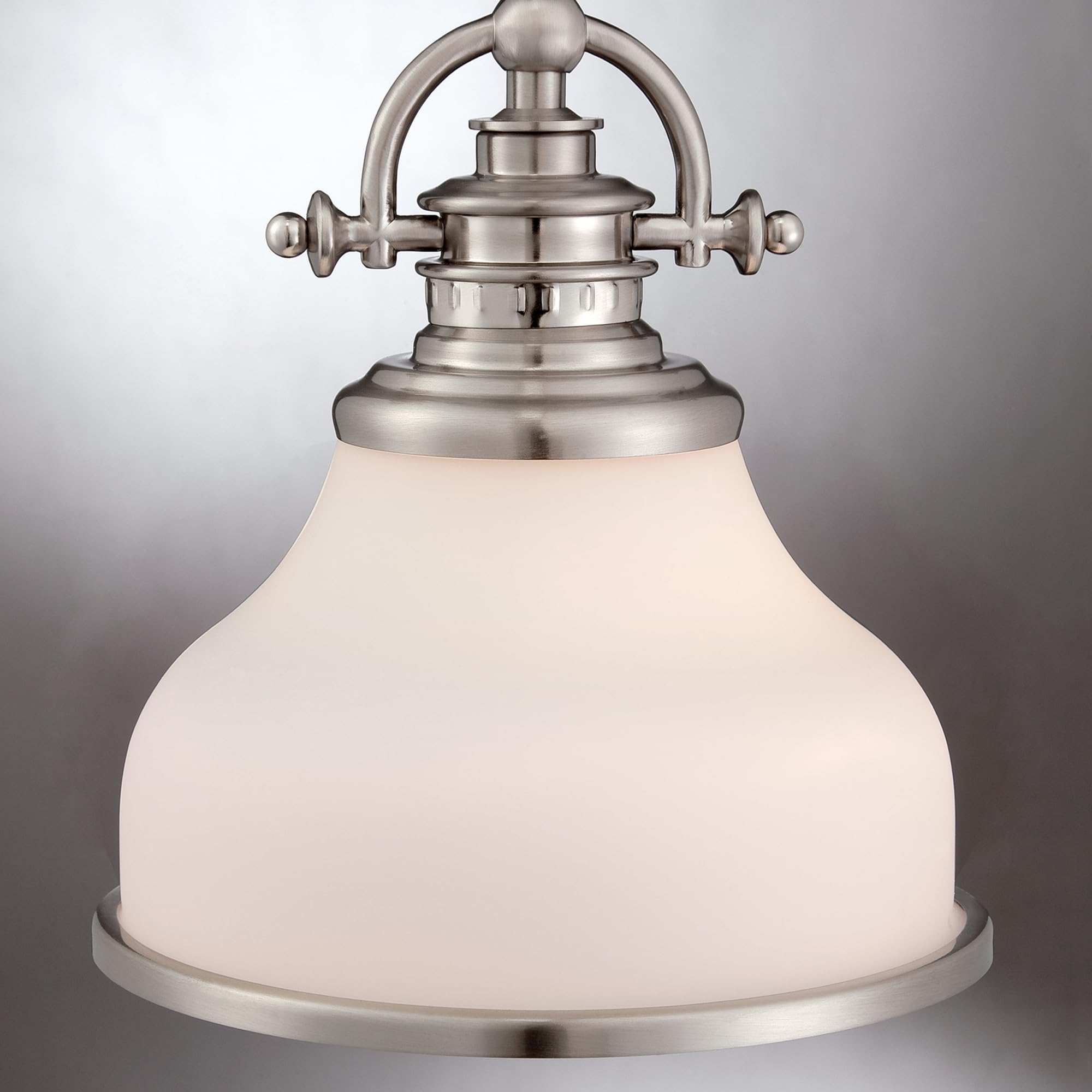 Quoizel Grant Mini Pendant Light - 8 Inch Brushed Nickel Opal Etched Glass Hanging Ceiling Fixture - Perfect for Kitchen Island, Dining Room, Bedroom, Bar, Cafe & Office Lighting - Modern & Elegant Home Decor