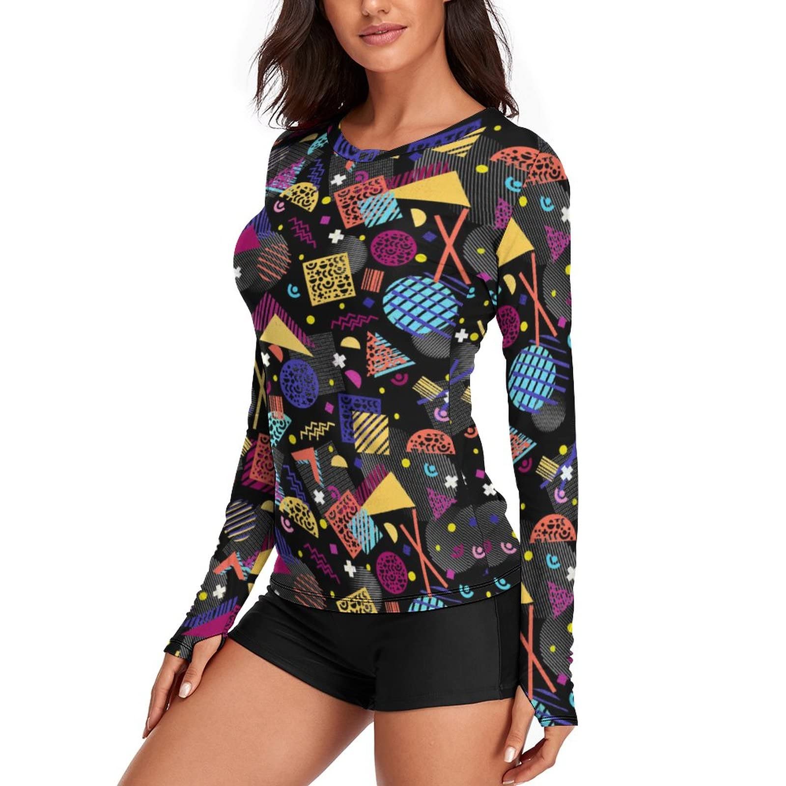 Vintage 80s 90s Sun Shirts for Women - UPF 50+ UV Protection Long Sleeve Rash Guard - Perfect for Hiking, Swimming & Outdoor Activities