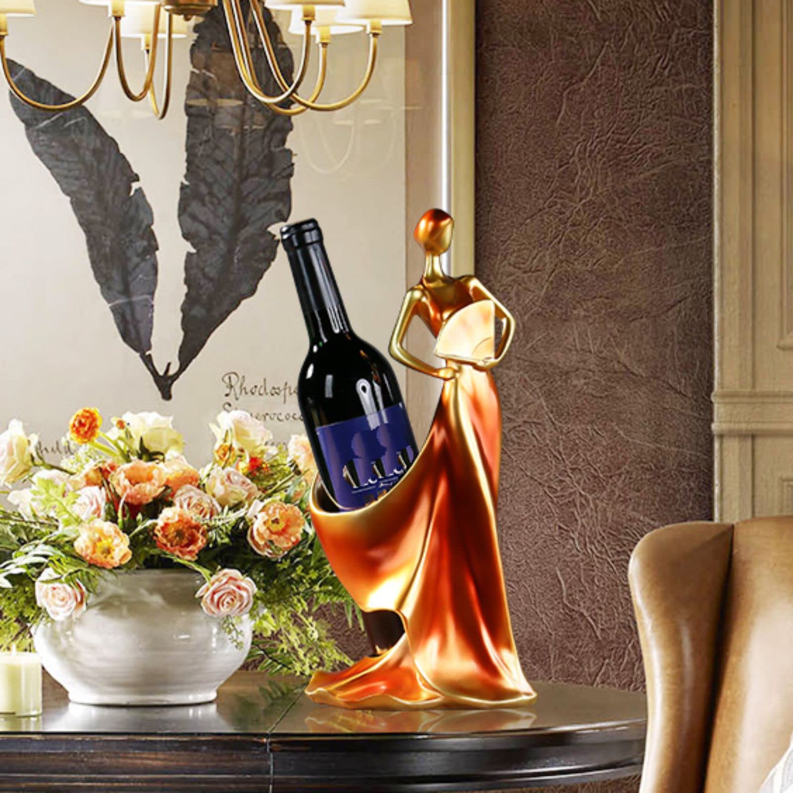 Elegant Lady Wine Bottle Holder - Decorative Countertop Wine Rack for Kitchen, Home Bar & Tabletop Decor | Perfect Gift for Wine Lovers & Home Decor Enthusiasts | Great for Parties, Dining Rooms & Wine Cellars