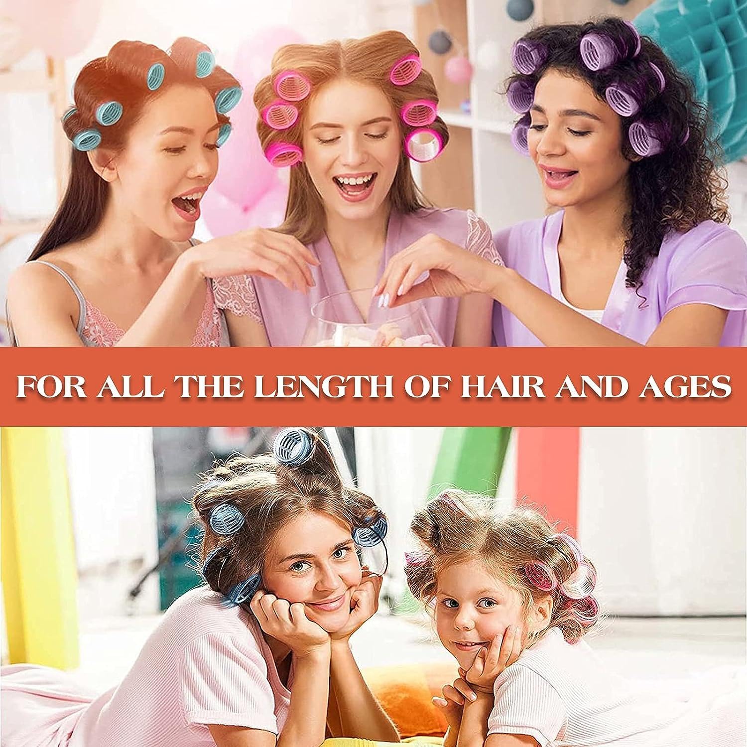 Heatless Hair Rollers Set for Women - Self Grip Holding Curlers | 6-Pack No Heat Hair Curling Rollers for Overnight Styling | Perfect for Beach Waves, Wedding & Party Hairstyles