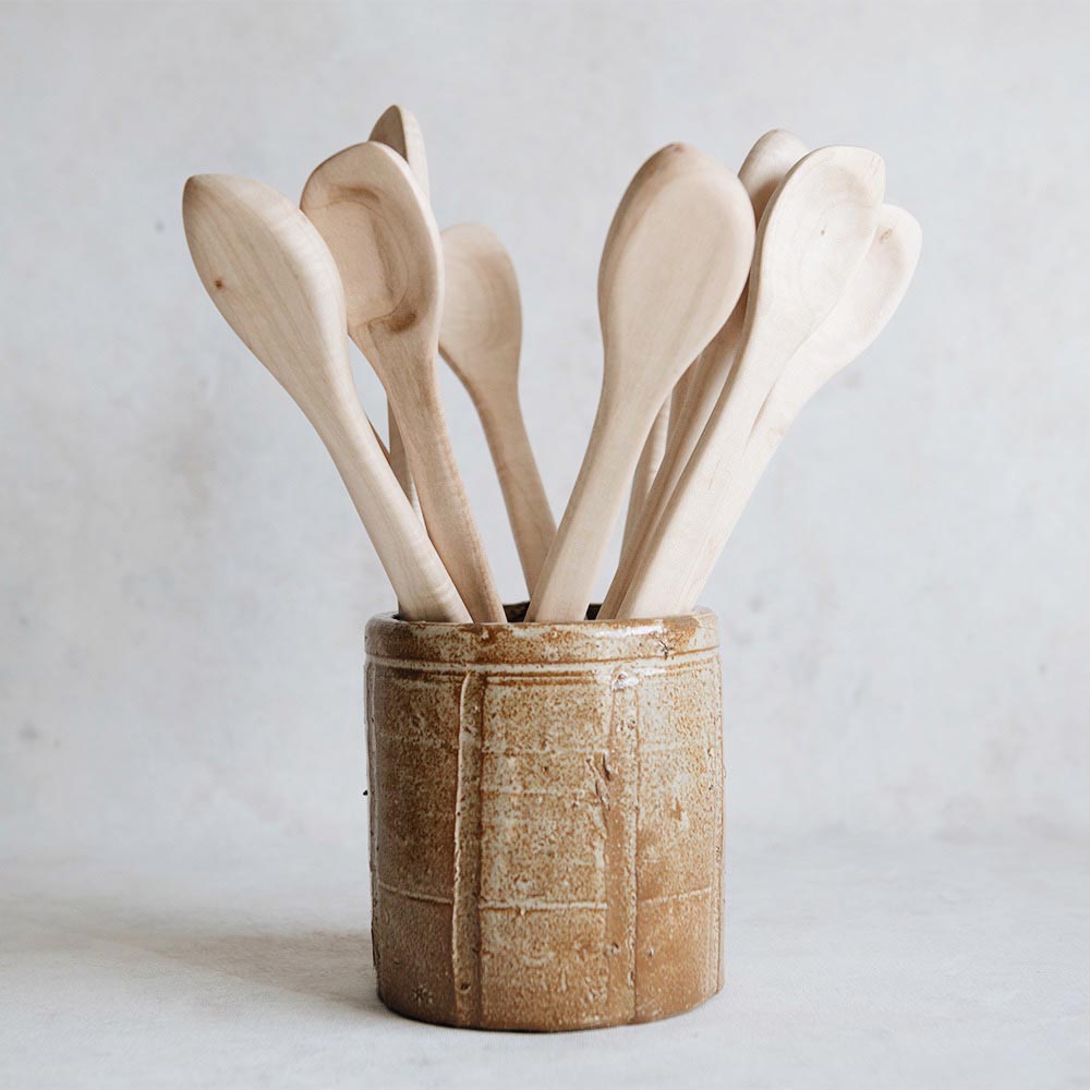 Hand Carved Maple Wood Cooking Spoon - Natural Kitchen Utensil for Stirring, Mixing & Serving - Perfect for Soups, Sauces & Baking