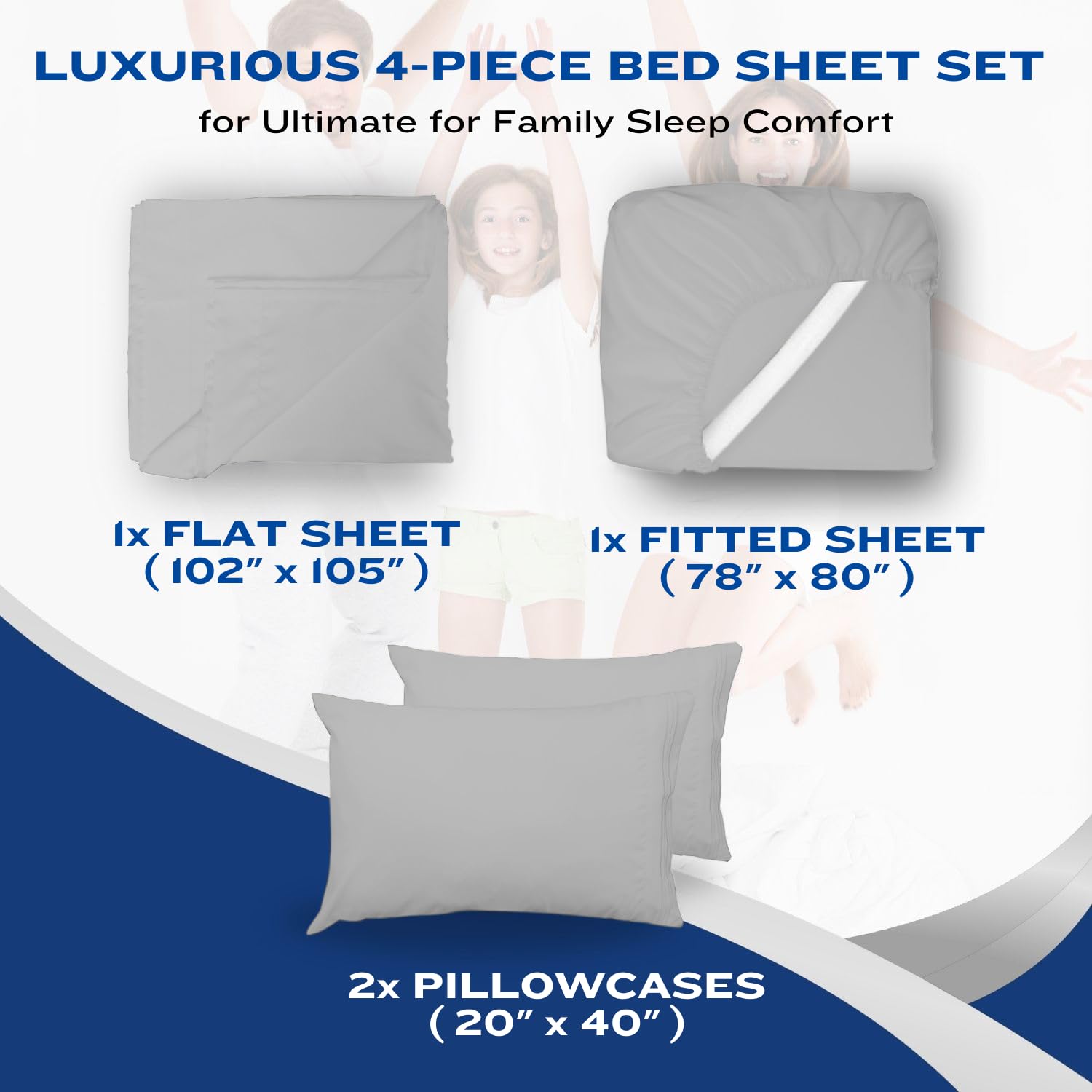 DREAMCAE Cooling Full Size Sheet Set - 4pc 100% Brushed Polyester Bed Sheets with Deep 15