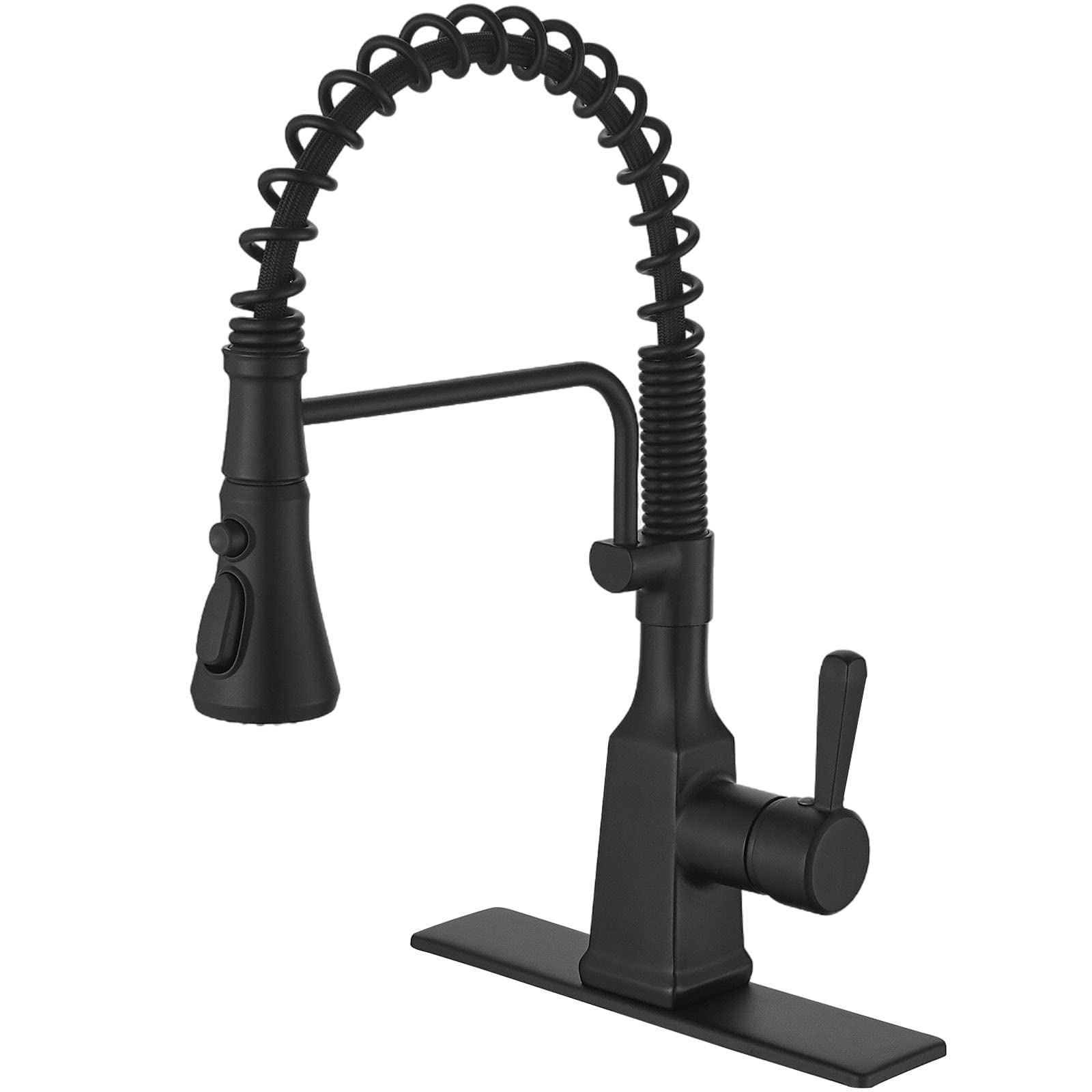 Bathfinesse Black Pull Down Kitchen Faucet - High Arc Single Handle Gooseneck Sprayer with 3 Modes, Solid Brass Construction & Optional Deck Plate - Perfect for Modern Kitchens, Dishwashing & Food Prep