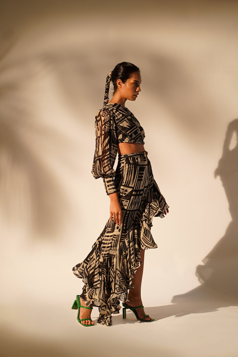 Elegant White Abstract Print One Shoulder Top for Women - Perfect for Summer Parties, Beach Vacations & Date Nights