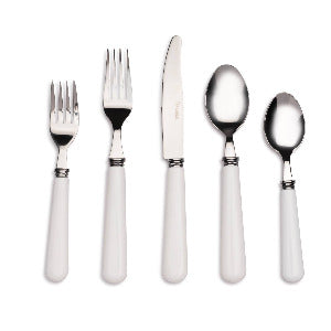 Q Squared Provence White 20-Piece Flatware Set - Elegant Stainless Steel Silverware for Fine Dining, Wedding Registry & Formal Dinner Parties