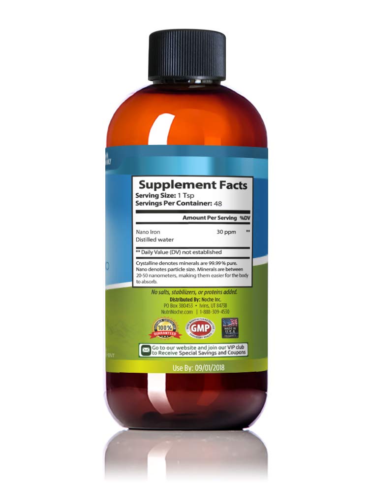 NutriNoche Liquid Iron Supplement - High Potency Vegan Iron Drops for Adults & Kids - Flavorless Sublingual Iron Supplement with Crystalline Iron - Supports Energy & Vitality - Perfect for Anemia, Fatigue & Active Lifestyles