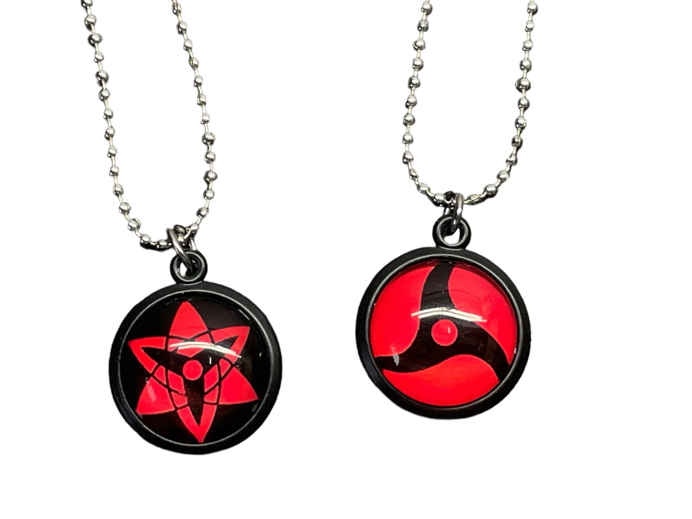 Stainless Steel Anime Pendant Necklace Set with Free Keychain - 2 Pack Red Elegant Jewelry for Cosplay, Gift Giving & Anime Enthusiasts
