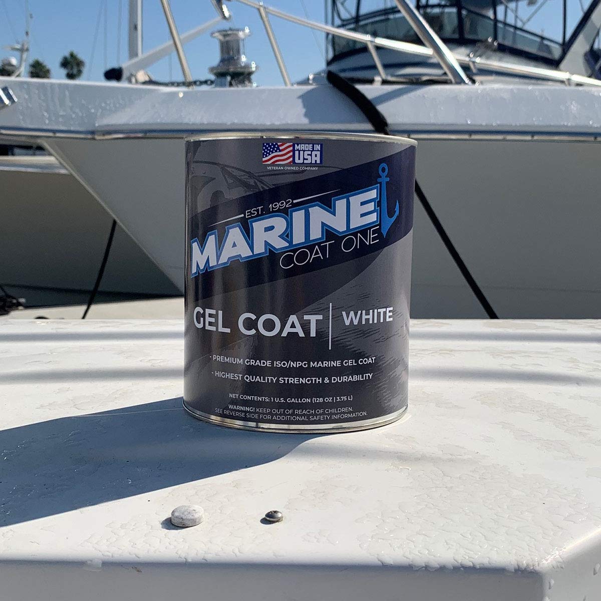 Premium Marine Gelcoat - MarineCoat One (Black, Wax-Free, 1 Gallon) | High-Gloss Boat Hull Repair & Protection for Fiberglass, Yachts & Marine Surfaces