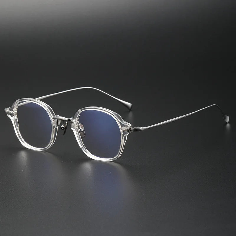 Stylish Unisex Full Rim Polygon Square Titanium Acetate Eyeglasses Frame 11183 - Trendy Geometric Glasses for Work, Reading & Fashion Accessories
