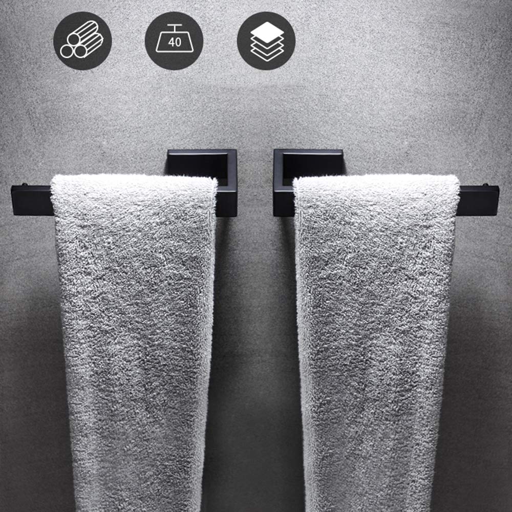Black Stainless Steel Towel Ring - Wall Mounted Bathroom Accessory for Bath & Shower
