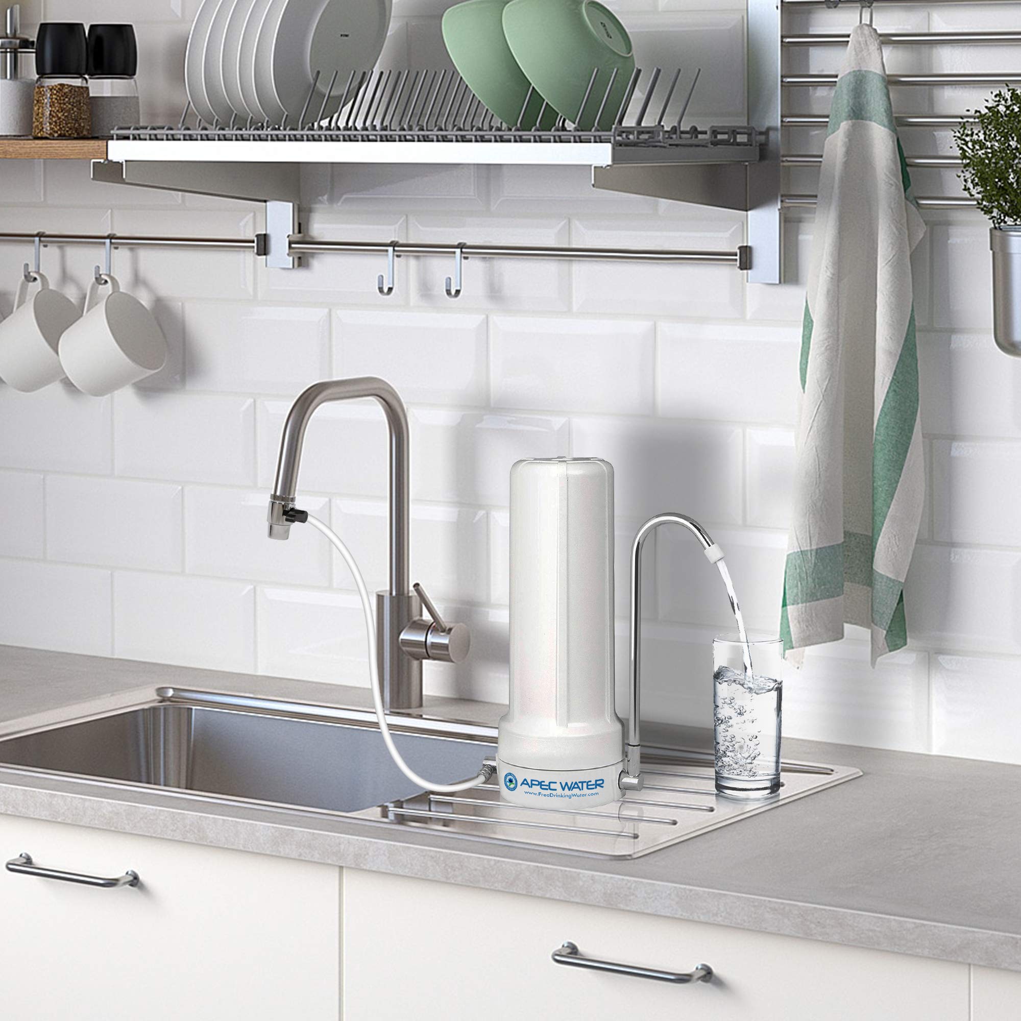 APEC CT-1000 Countertop Water Filtration System - Premium Drinking Water Filter for Home & Office - Removes Contaminants & Improves Taste