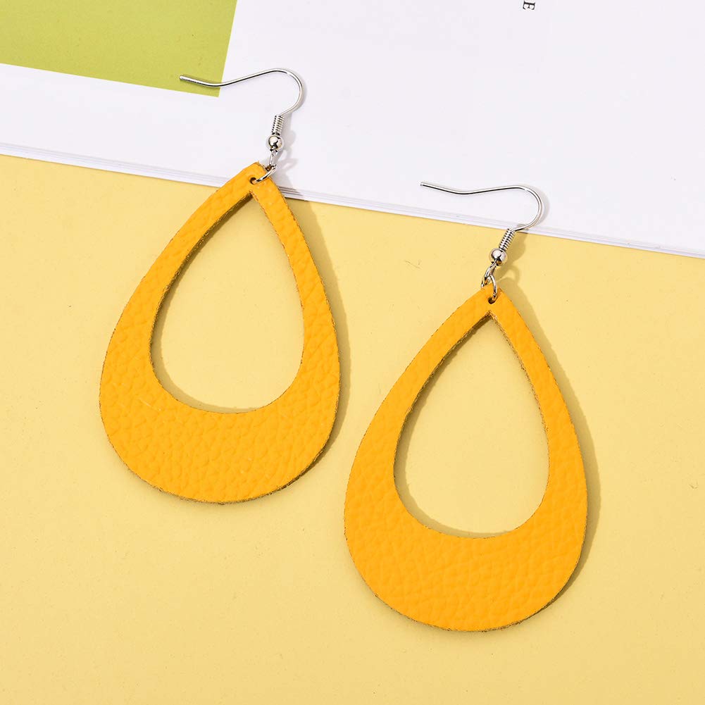 Bohemian Geometric Wooden & Genuine Leather Teardrop Earrings for Women | Lightweight Dangle Earrings with Cork Leopard & Zebra Print | Perfect for Casual Wear, Parties & Boho Fashion