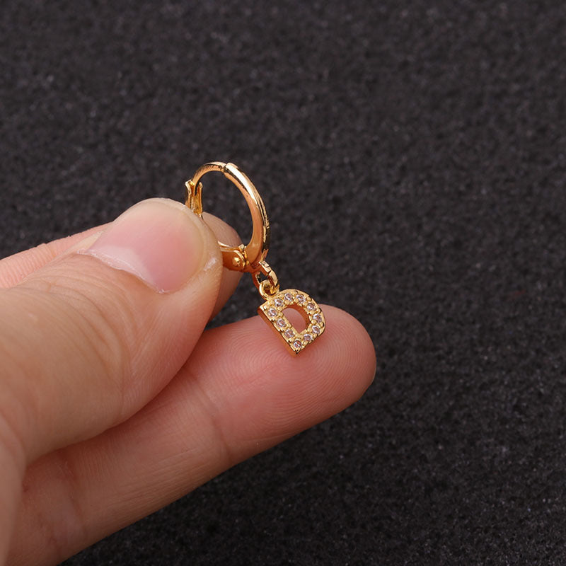 18K Gold Alphabet Initial Dangle Earrings - Small Hoop Letter Earrings for Women | Personalized Name Jewelry Gift | Perfect for Everyday Wear, Date Nights & Special Occasions
