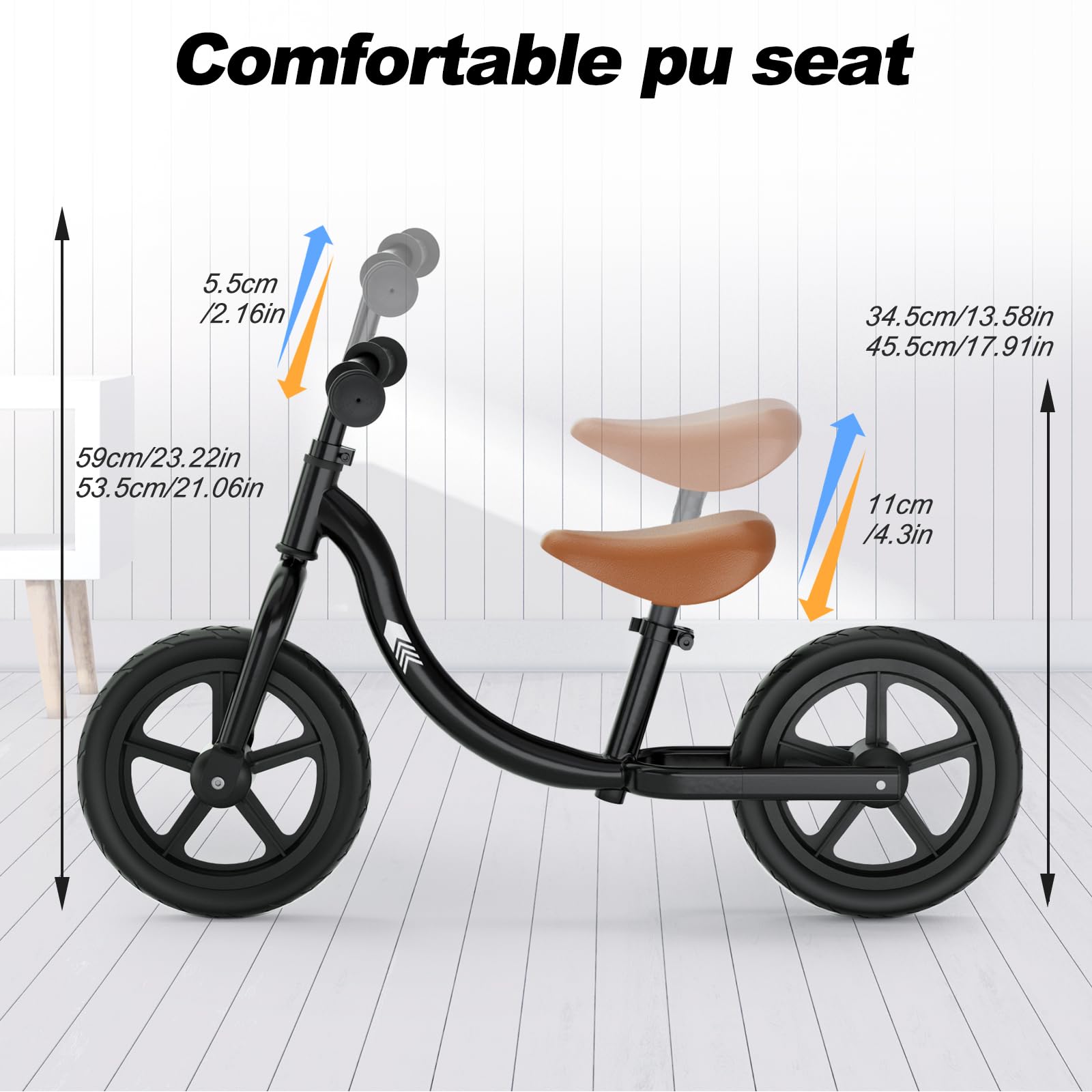 Glaf 12 Inch No Pedal Balance Bike for Toddlers 18 Months to 5 Years - Adjustable Seat Height Training Bicycle for Boys & Girls - Perfect First Bike for Learning to Ride, Outdoor Play & Birthday Gifts