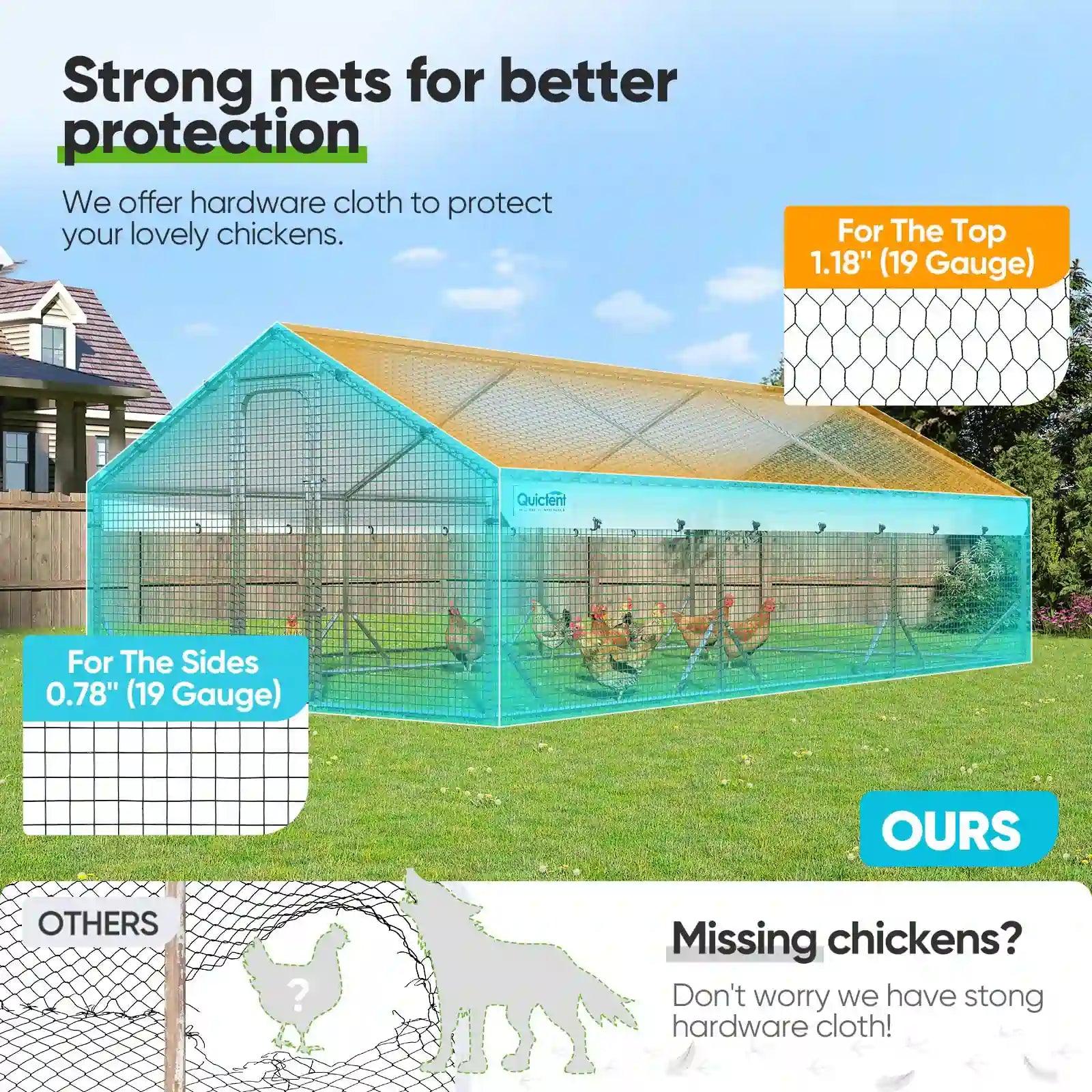 Large Metal Chicken Coop Run - Durable Outdoor Poultry Pen for Hens & Roosters - Perfect for Backyard Farming & Free Range Chicken Keeping
