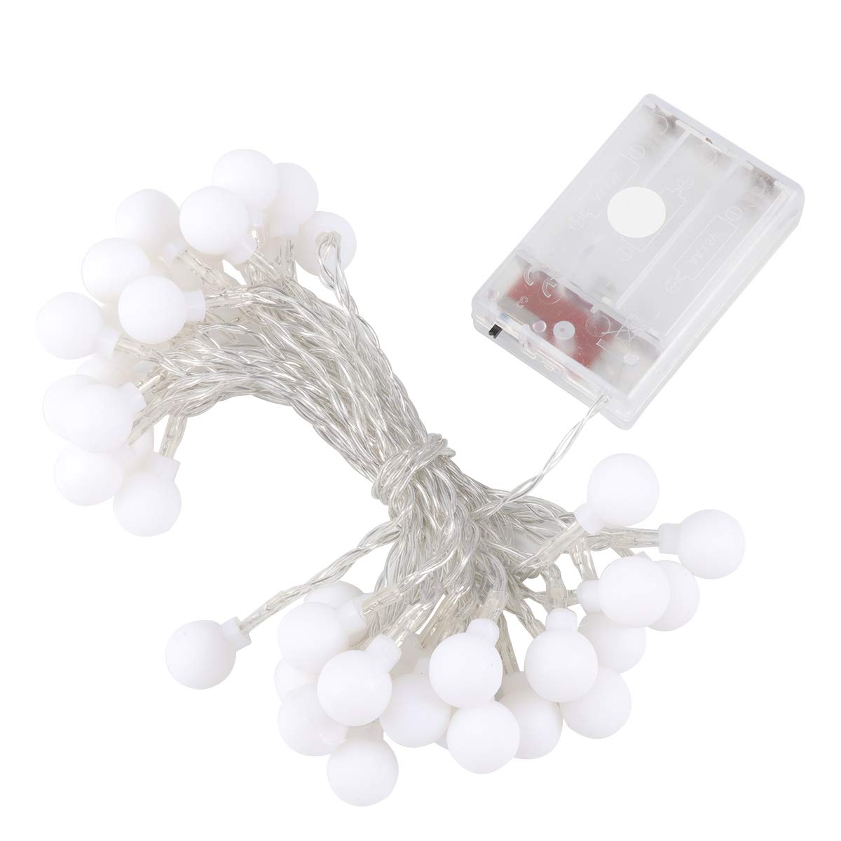 ibasenice 5M 40 LED Ball String Lights - Battery Operated Globe Bulb Lights for Christmas, Wedding, Birthday Party Decorations (Cool White) | Indoor & Outdoor Home Decor, Garden, Patio, Backyard Lighting