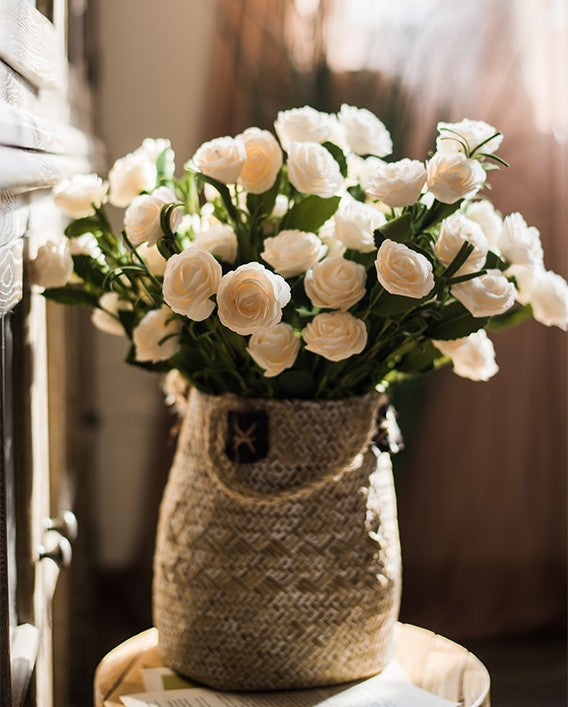 White Camellia Artificial Flowers - Modern Home Decor for Living Room & Bedroom | Elegant Floral Arrangement Ideas for Housewarming, Wedding Centerpieces & Interior Design
