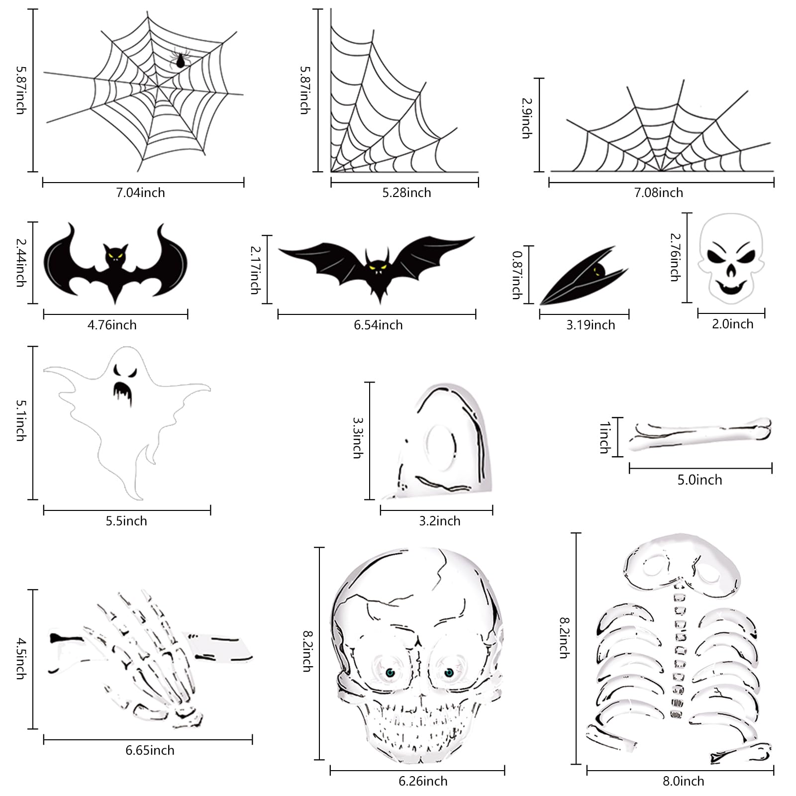 Halloween Window Clings Stickers - Spooky Skeleton Decorations for Glass, Windows & Walls | Indoor Halloween Decor for Home, Office & Party