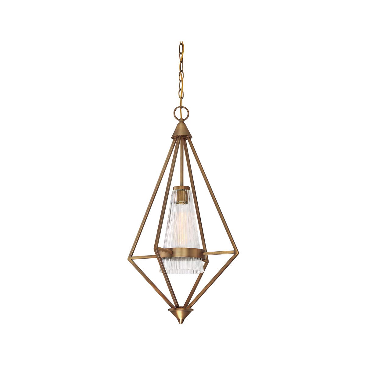 Vintage Satin Brass Pendant Light Fixture - 16