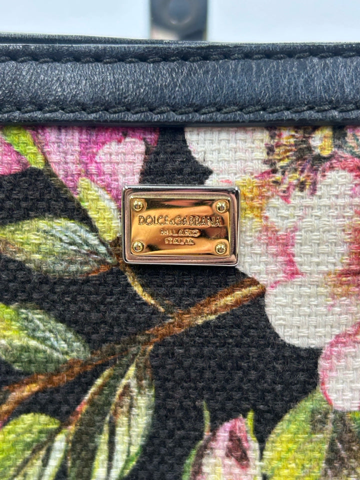 Dolce & Gabbana Floral Print Canvas Leather Tote Bag for Women - Stylish Designer Handbag for Work, Travel & Everyday Use