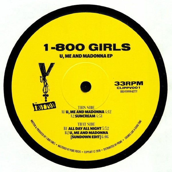 1 800 GIRLS – U, Me And Madonna EP Vinyl Record | CLIPPV001 | Limited Edition Dance Music | Perfect for DJ Sets & 90s Music Collectors