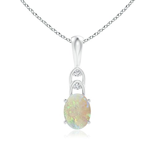 Natural Oval Opal Solitaire Pendant with Diamonds in Sterling Silver/14K Gold/Platinum | October Birthstone Jewelry for Women | Birthday, Engagement, Anniversary & Wedding Gift | Perfect for Everyday Wear & Special Occasions