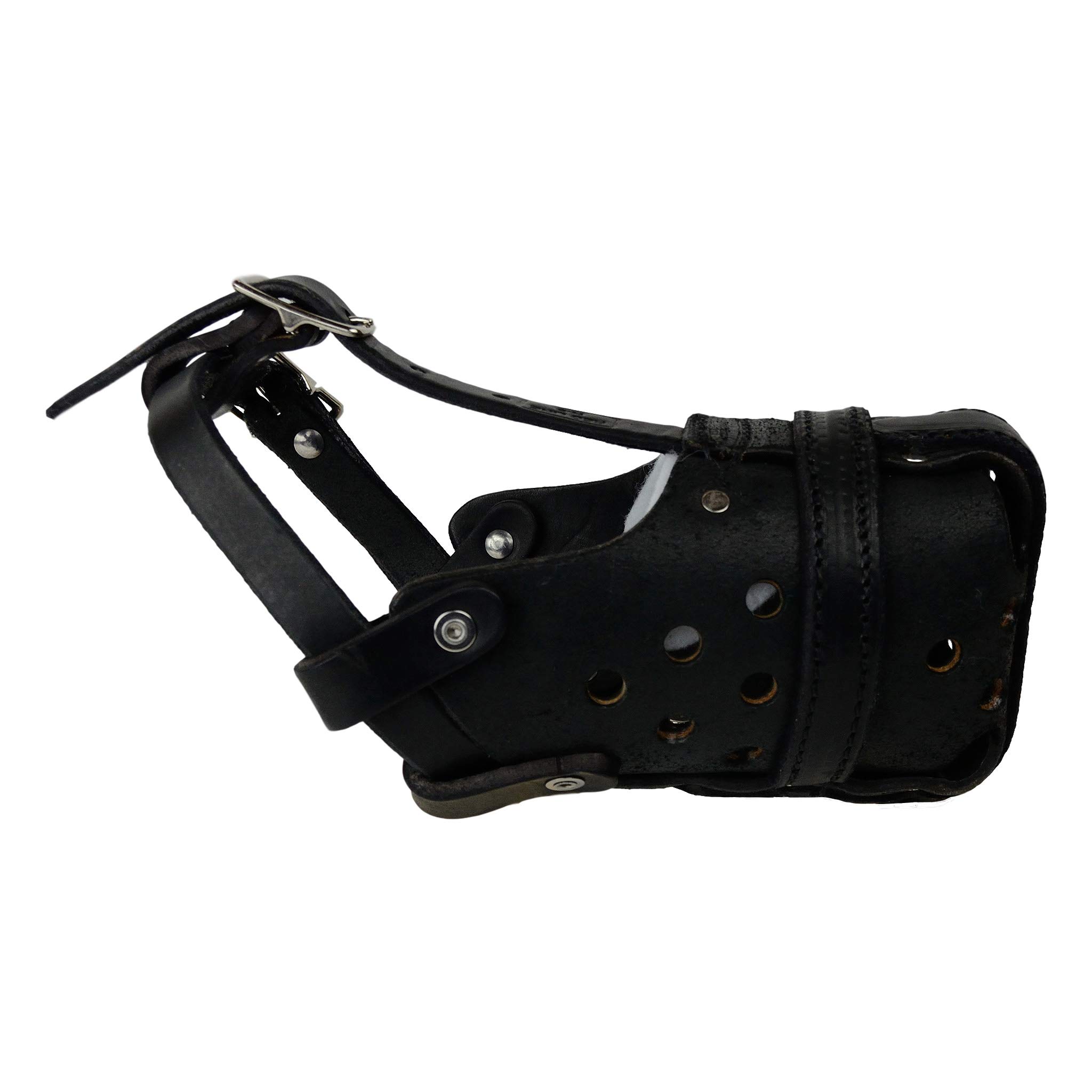 Leather Police Dog Muzzle for Small Dogs - Durable & Adjustable Dog Muzzle for Training, Grooming, and Safety - Perfect for Aggressive or Anxious Dogs
