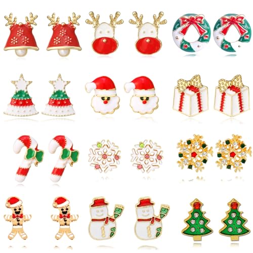 K-12 Pairs Christmas Stud Earrings