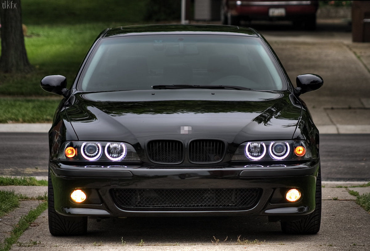 4x White LED C Ring Kit for BMW E34 E39 5 Series - Xenon Headlight Angel Eye Retrofit Upgrade - Perfect for Night Driving & Car Customization