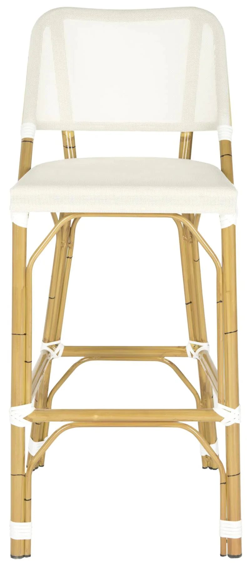 Beige Indoor Outdoor Bar Stool with Faux Bamboo Frame - Patio, Kitchen, Bar & Dining Room Furniture for Home Decor