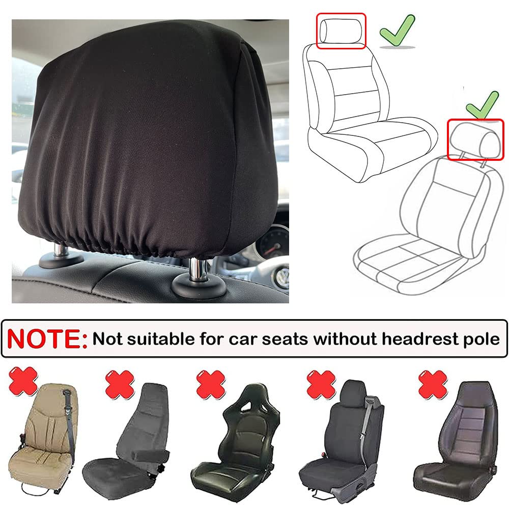 Universal Soft Washable Car Seat Headrest Cover - Dirt-Proof Head Rest Protector for Most Cars, Vans & Trucks (4-Pack, Black) | Perfect for Daily Commute, Road Trips & Protecting Leather Seats