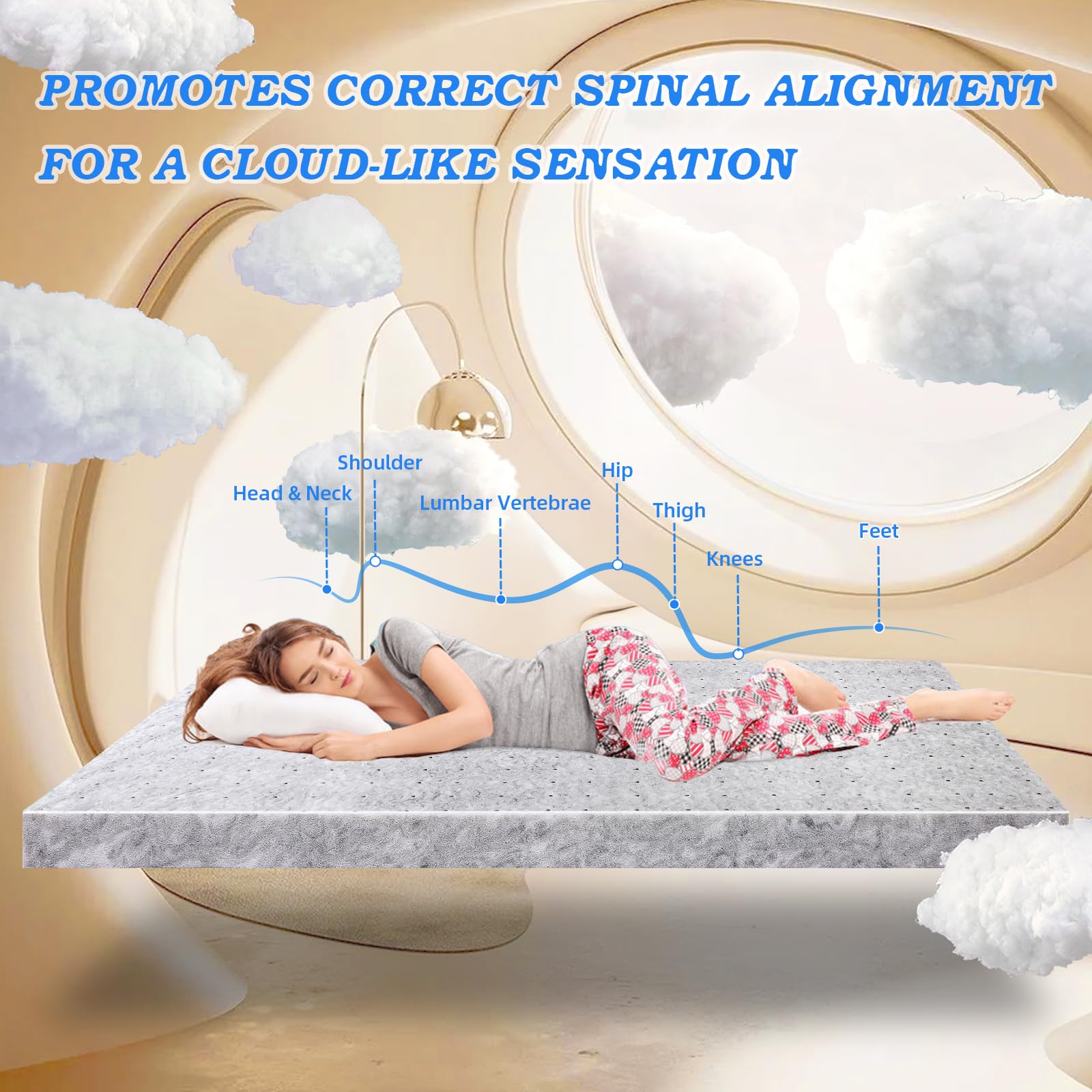 BedsPick 3 Inch Memory Foam Mattress Topper Twin XL - Cooling Ventilation Holes, Extra Long Twin Mattress Pad for College Dorm, Guest Room & Home Use - Super Soft Bed Topper for Pressure Relief & Comfortable Sleep
