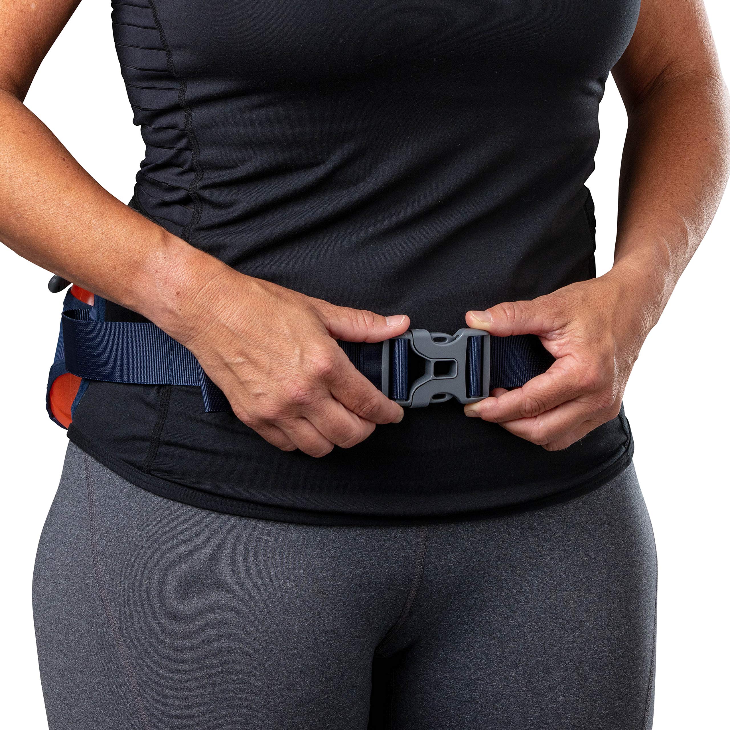 Dual Bottle Hydration Belt for Running & Hiking - Adjustable Waist Pack with 2 Water Bottles & Storage Pocket for Phone, Keys, Snacks - Perfect for Marathon Training, Outdoor Adventures (Navy/Tigerlily)