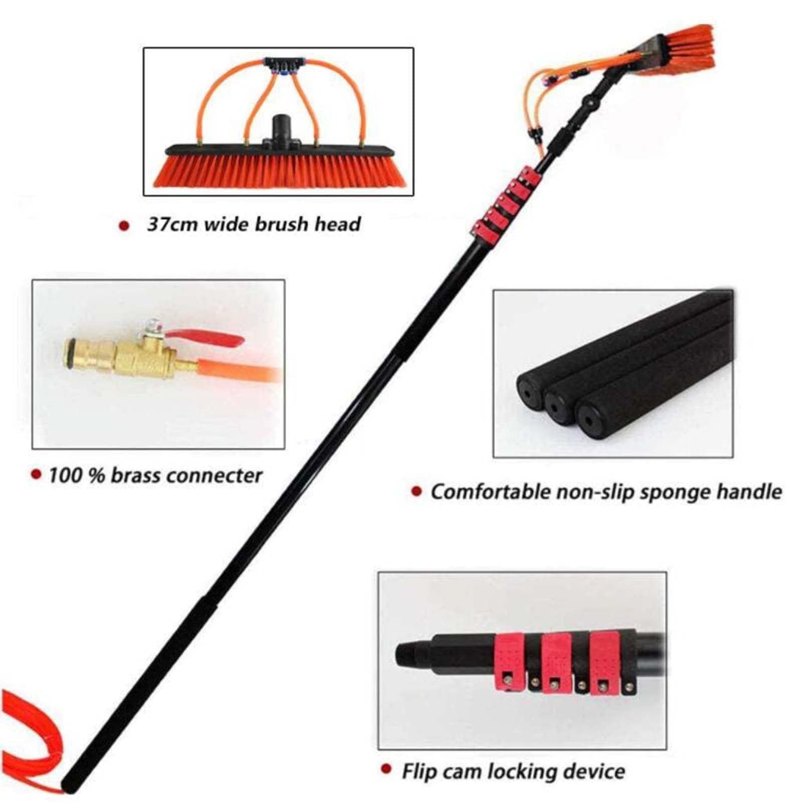 **Telescopic Extension Pole Cleaning Kit - 3.6M to 10.8M Adjustable High-Density Alloy Window Cleaning Pole with Rinse Bar & Brush for Indoor & Outdoor High Windows - Perfect for Cars, Homes & Commercial Use (5.4M/18FT)**