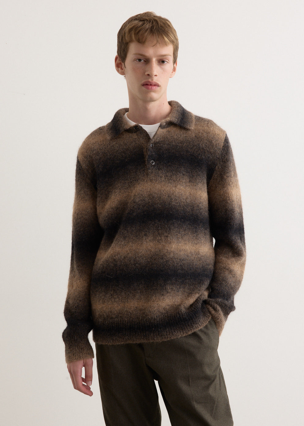 Alfie Men's Long Sleeve Polo Cardigan Sweater - Casual Knit Pullover for Work, Office & Fall Layering