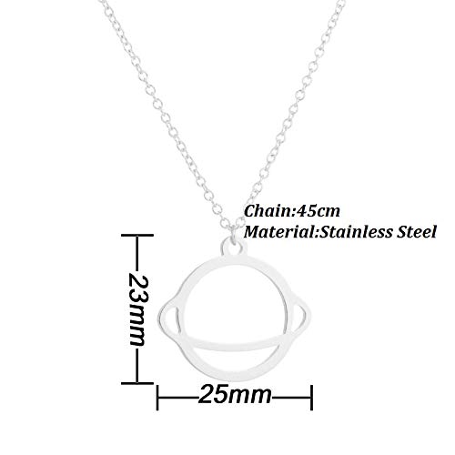 WLLAY Minimalist Saturn Planet Charm Pendant Necklace - Solar System Jewelry for Women - Perfect for Astronomy Lovers & Space-Themed Gifts