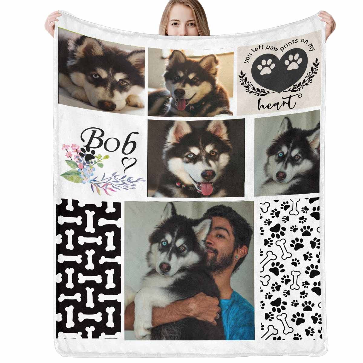 Custom Pet Memorial Blanket - Personalized Dog & Cat Throw with Photo & Name - In Loving Memory of Lost Pets - Perfect Pet Loss Gift for Grieving Pet Owners - Ideal for Comfort, Memorial Services & Home Decor