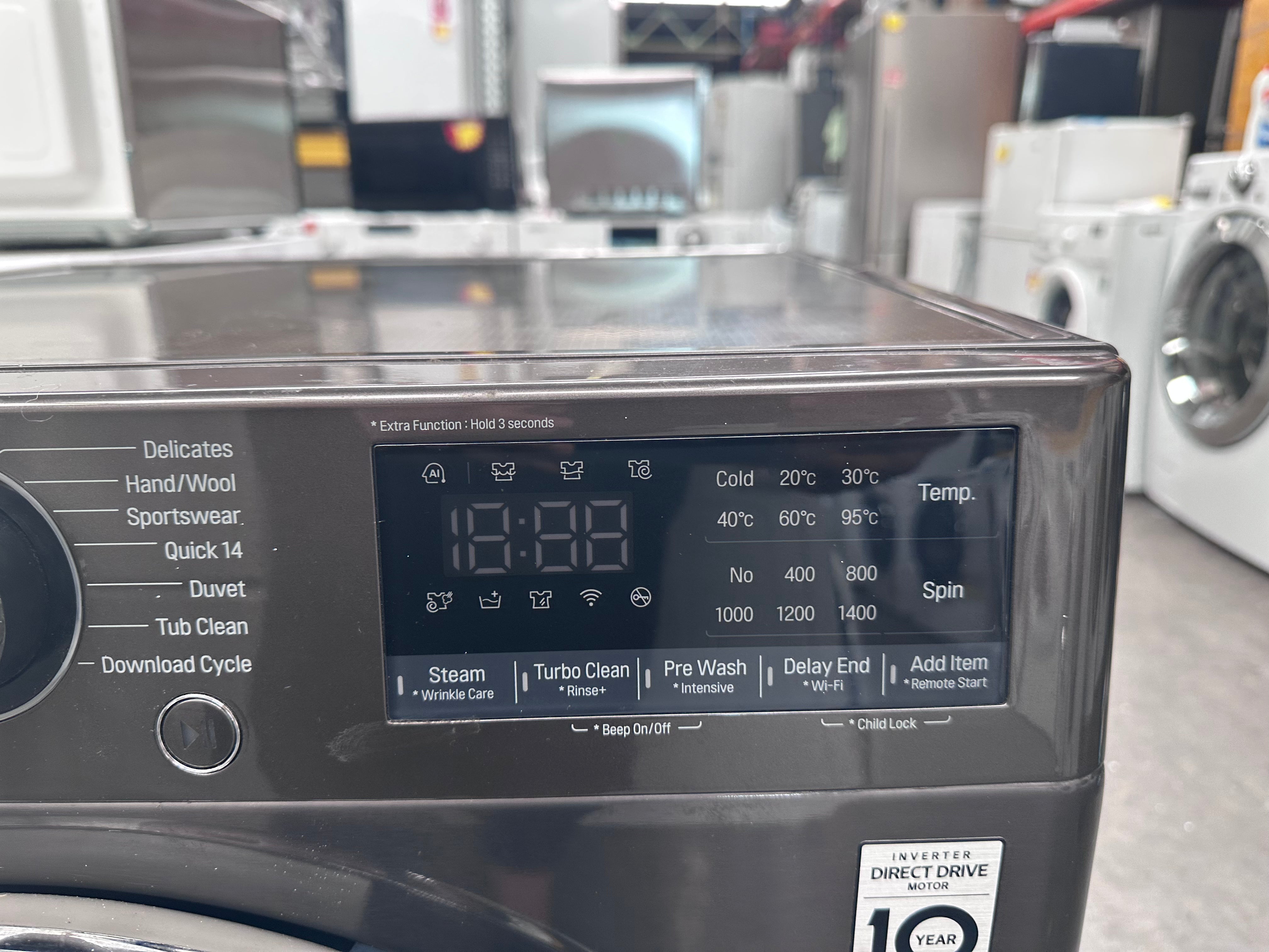 LG 10kg Black Steel Front Load Washing Machine with Steam Function - Certified Refurbished | Perfect for Apartments, Small Homes & Eco-Friendly Laundry