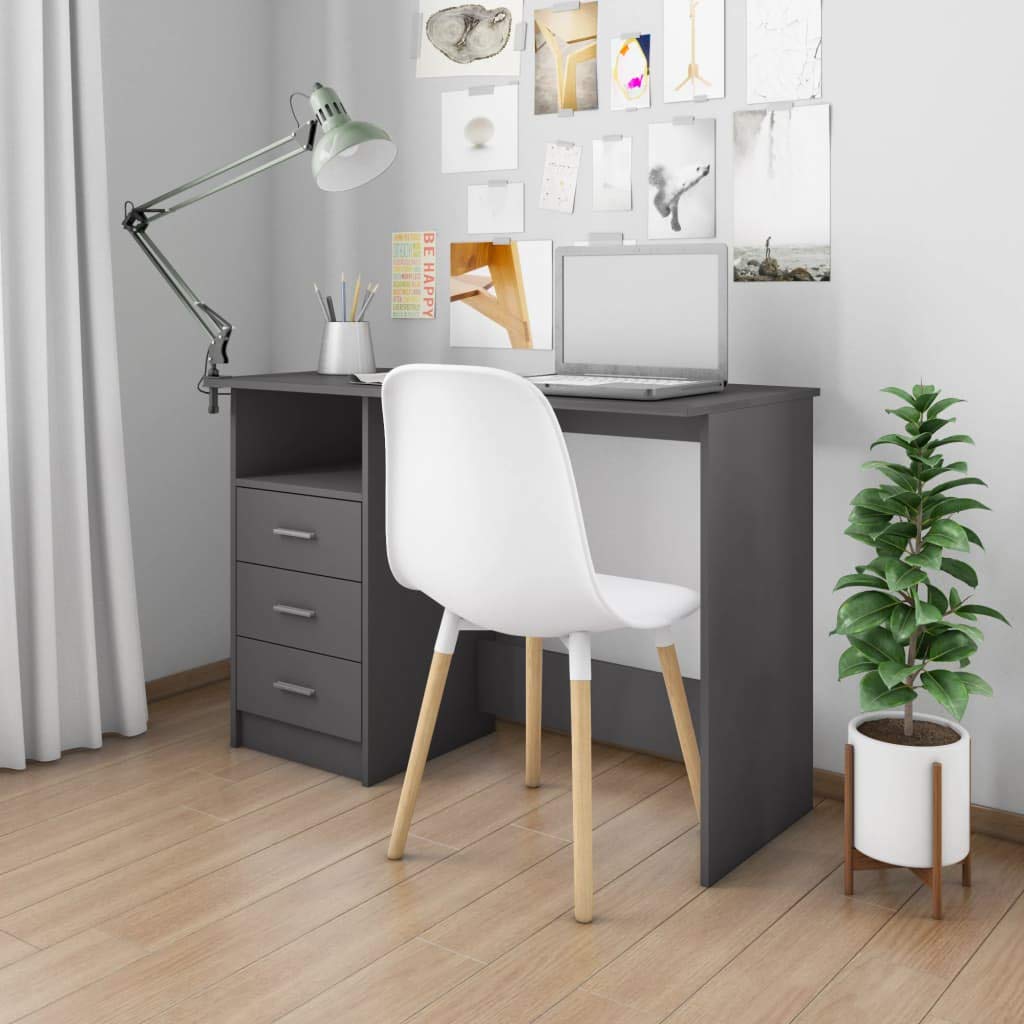 Unfade Memory Study Writing Desk with Drawers - 43.3 x 19.6 x 29.9 Inch Compact Workstation in Gray | Perfect for Home Office, Dorm Room & Small Space Study Areas