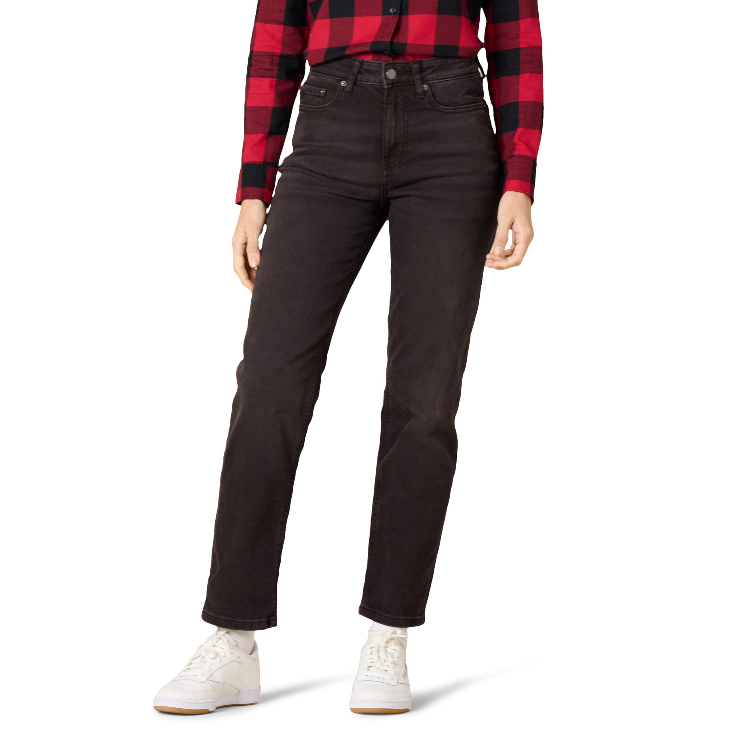 Amazon Essentials Women's High-Rise Straight Leg Jeans - Comfortable Stretch Denim Pants for Casual Wear, Work & Everyday Outfits