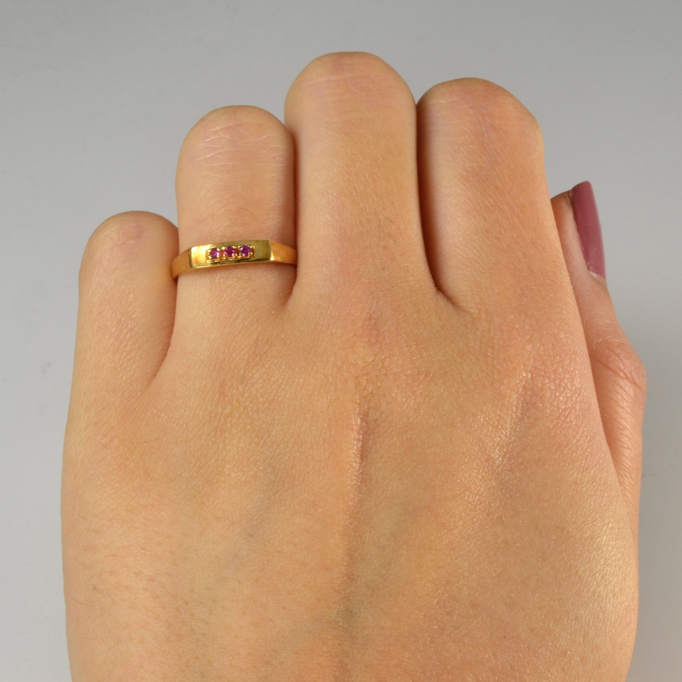 0.03ctw Three Stone Ruby Ring - Size 6.5 | Elegant Birthstone Jewelry for Women | Perfect Gift for Anniversary, Birthday & Valentine's Day