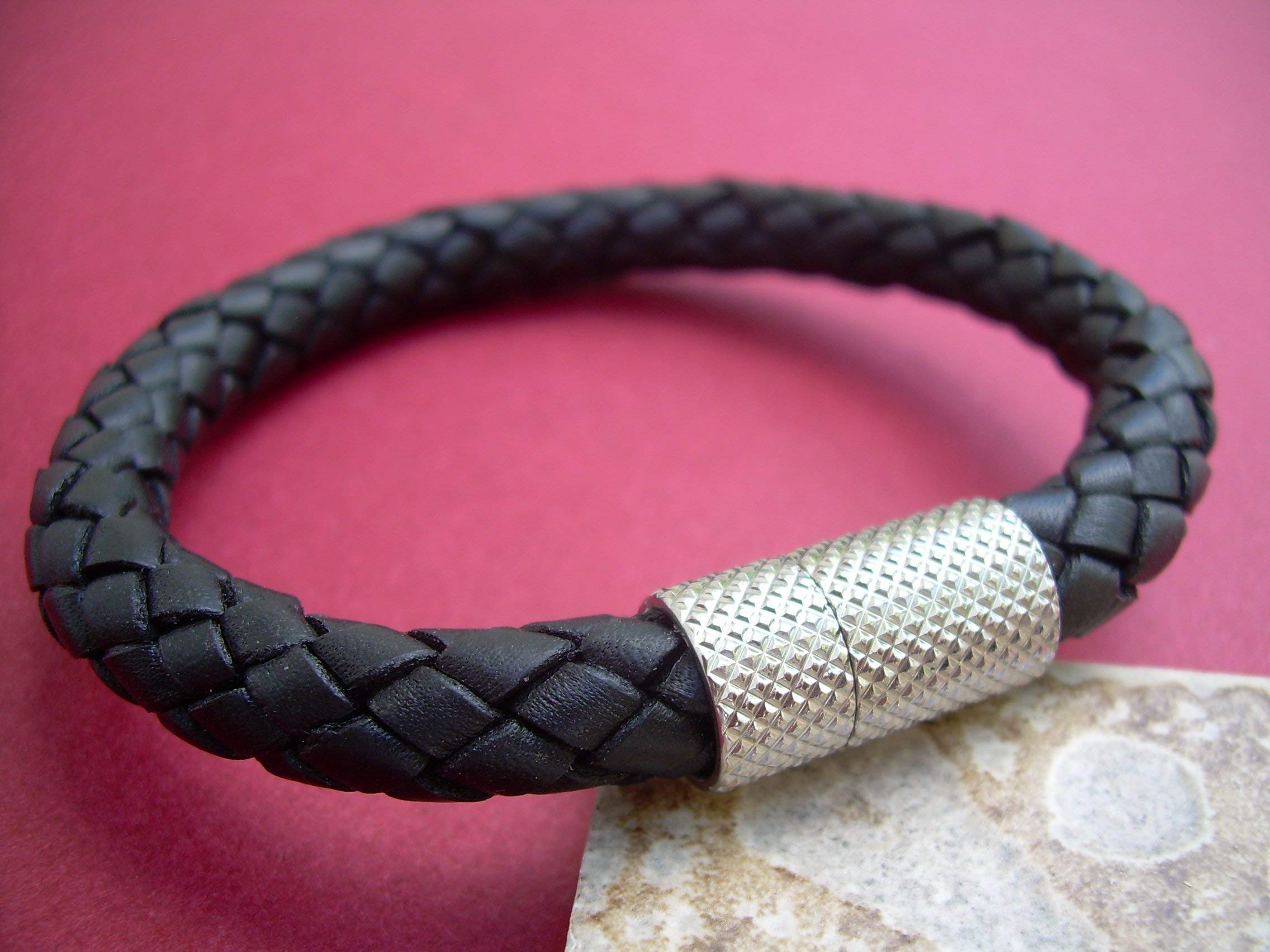Men's Black Leather Bracelet with Stainless Steel Magnetic Clasp - Stylish Jewelry Gift for Him - Perfect for Casual Wear, Date Nights & Special Occasions